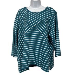 Teal & white knit top size 2X